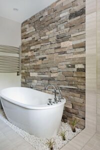Modern bathroom with stylish renovation finish